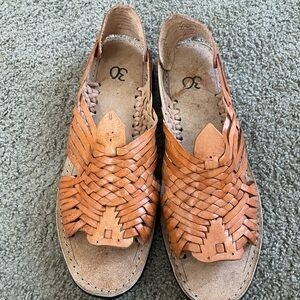 Woven Leather Sandals - Tan